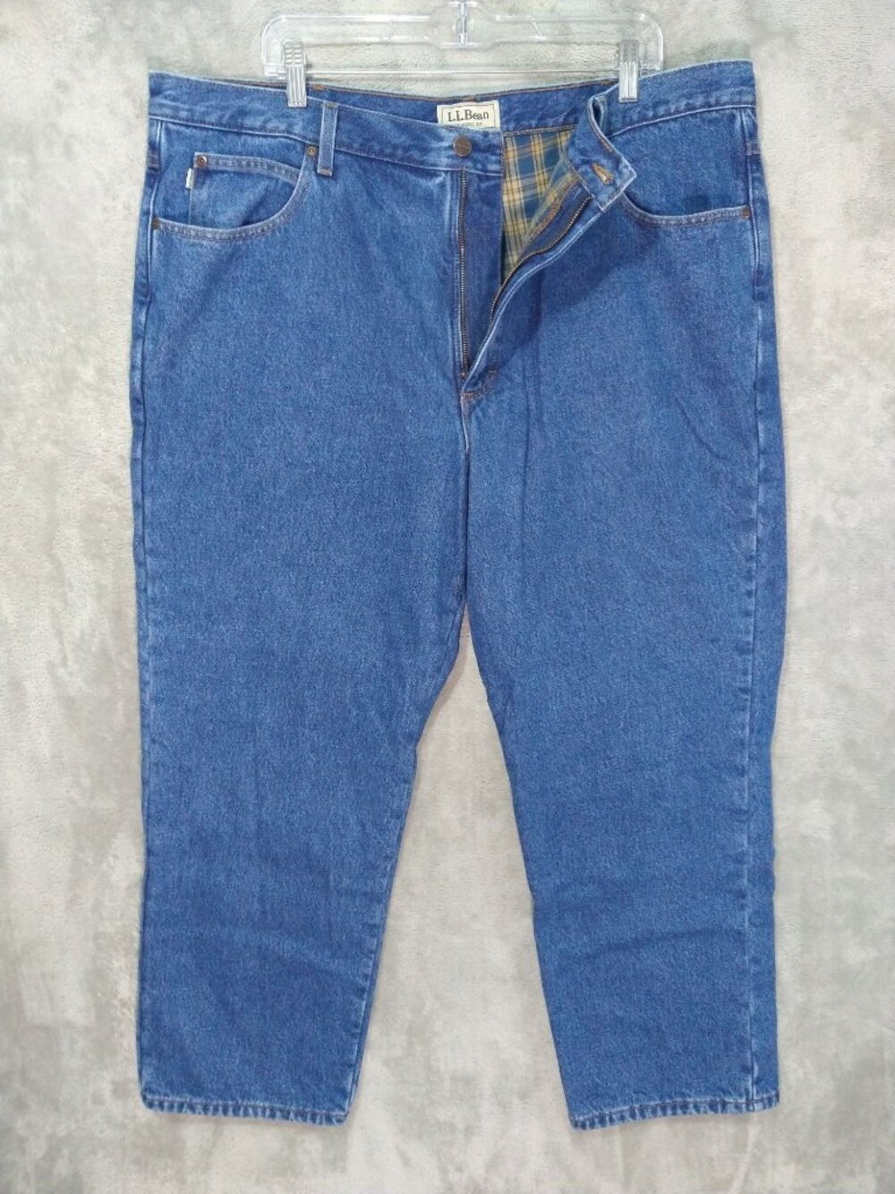 LL Bean Jeans Mens 42x29 Blue Denim Flannel Lined Classic Fit Dark Wash
